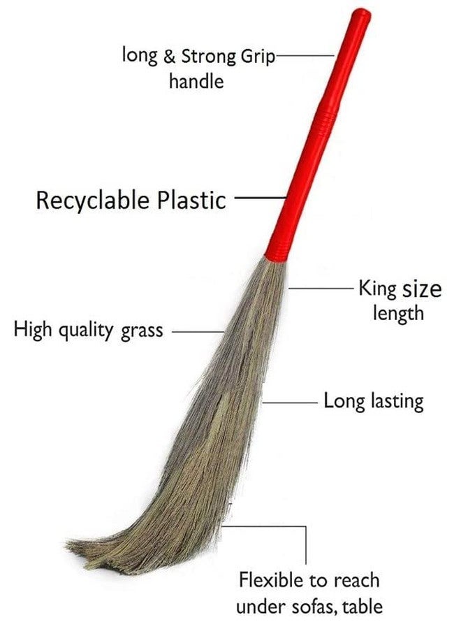 ZINGARO Soft Grass Floor Cleaning Broom | for Home & Office Cleaning | Dust Free | Multi-Color | (Phool Jhadu) Pack of 1 - Image 2